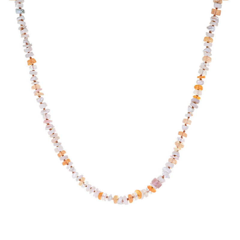 Lena Skadegard Peach and White Multicolored Gemstone Necklace | Quadrum Gallery