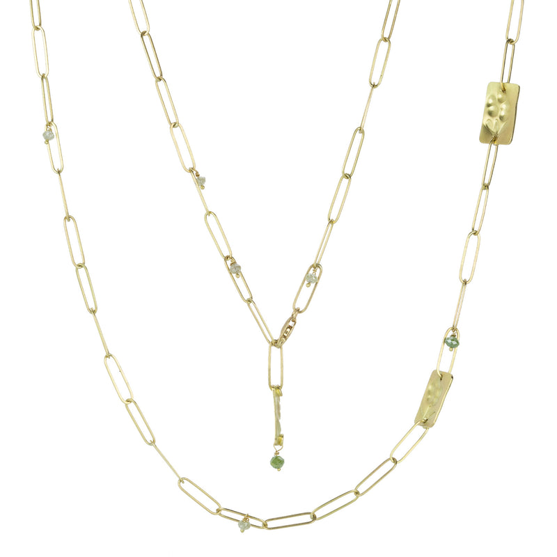 Lene Vibe Paperclip Chain with Green Diamond Beads | Quadrum Gallery