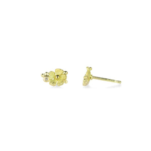 Lene Vibe Gold Floral Studs with Diamonds | Quadrum Gallery