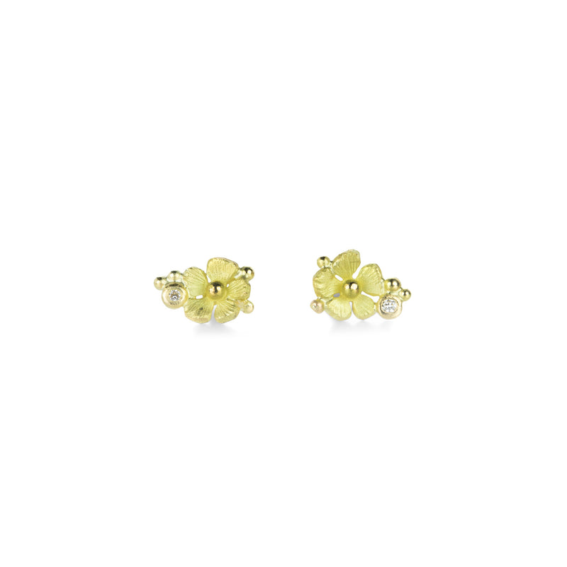 Lene Vibe Gold Floral Studs with Diamonds | Quadrum Gallery