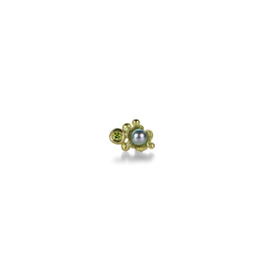Lene Vibe Single Akoya Pearl Stud with Green Diamond | Quadrum Gallery