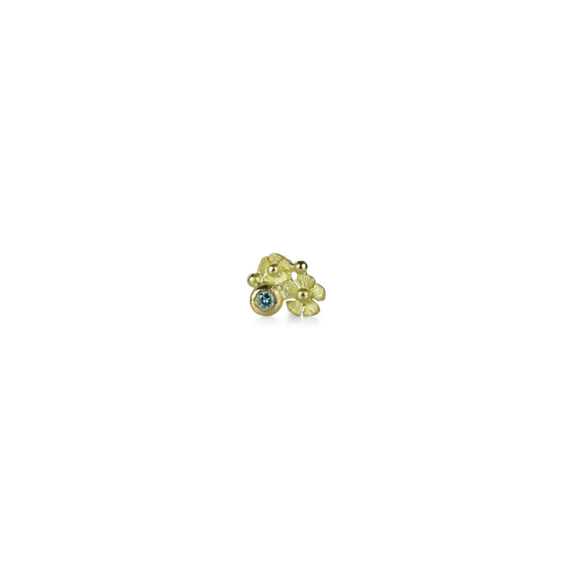 Lene Vibe Single Flower and Blue Diamond Stud | Quadrum Gallery