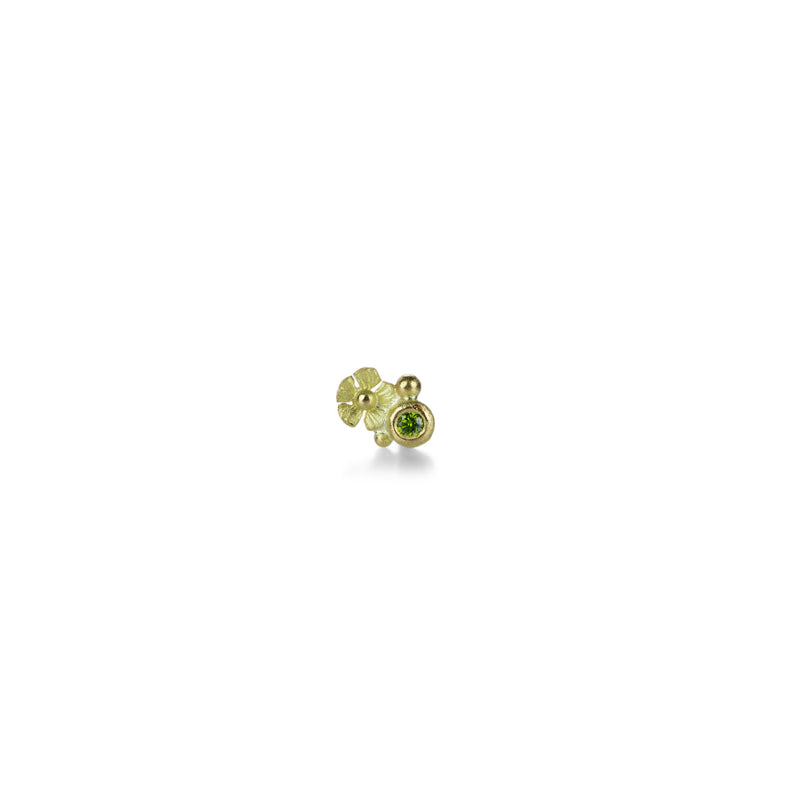 Lene Vibe Single Flower and Green Diamond Stud | Quadrum Gallery