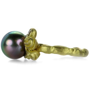 Lene Vibe Champagne Diamond and Tahitian Pearl Ring | Quadrum Gallery