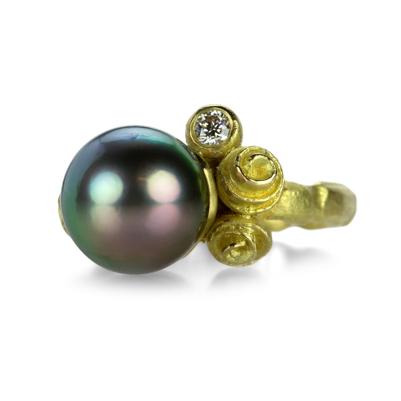 Lene Vibe Champagne Diamond and Tahitian Pearl Ring | Quadrum Gallery