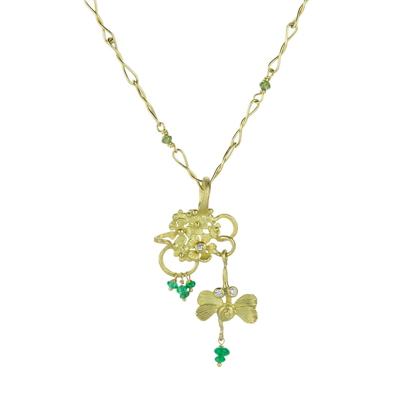 Lene Vibe 18k Winged Critter Pendant with Emerald Beads | Quadrum Gallery