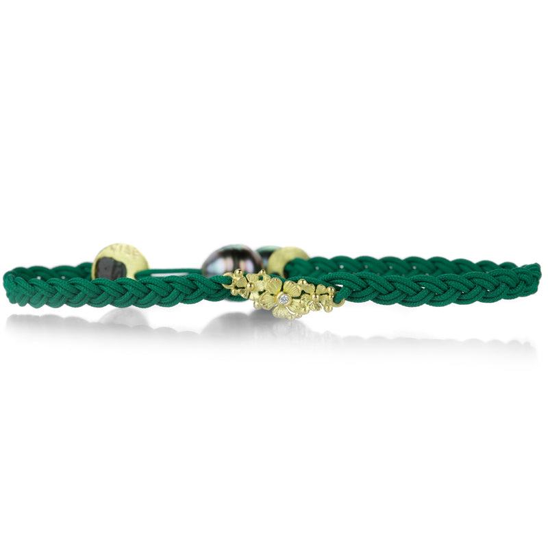 Lene Vibe Green Floral Braided Bracelet  | Quadrum Gallery