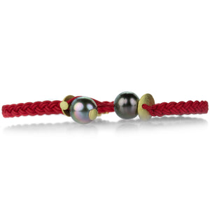 Lene Vibe Red Braided Floral Bracelet  | Quadrum Gallery