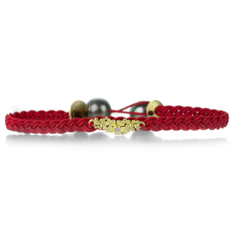 Lene Vibe Red Braided Floral Bracelet  | Quadrum Gallery