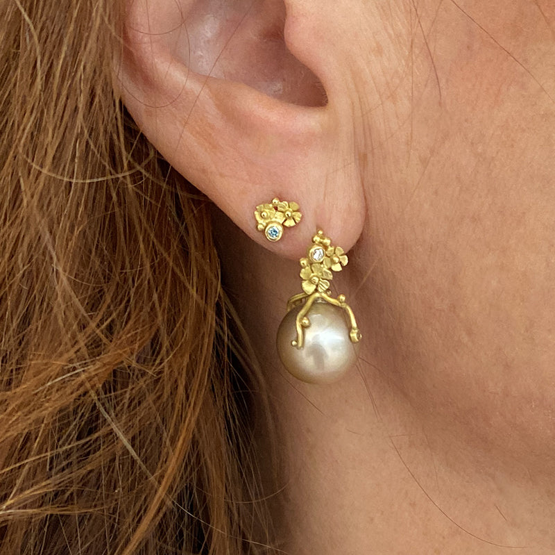 thumbnail image 2 of Genuine Natural 8-9mm South Sea Pink Pearl Dangle Earrings – 14K Gold Leverback, Baroque 2 of 6