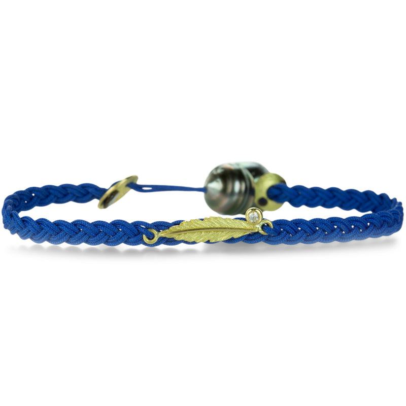 Lene Vibe Bright Blue Braided Cord Feather Bracelet | Quadrum Gallery