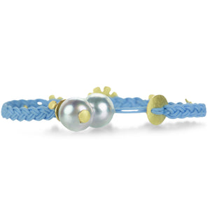 Lene Vibe Sky Blue Cord Bracelet with 5 Flowers | Quadrum Gallery