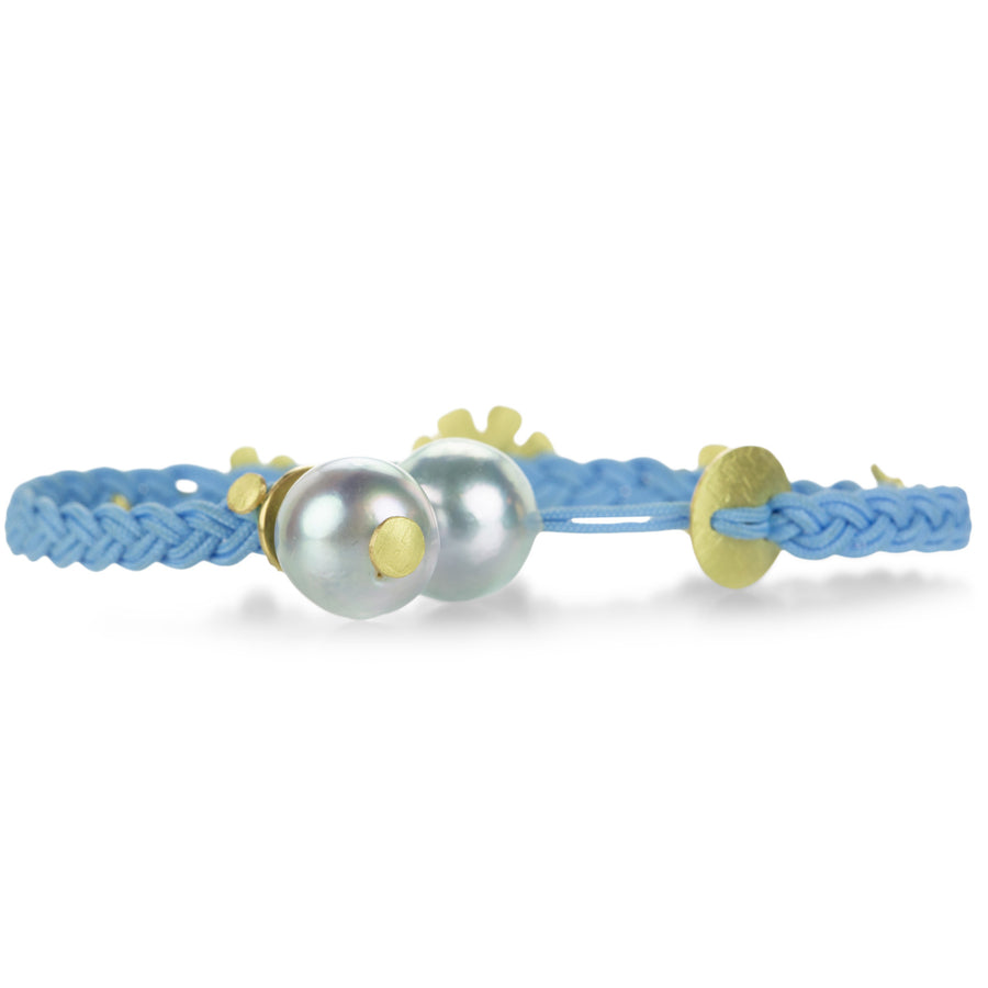 Lene Vibe Sky Blue Cord Bracelet with 5 Flowers | Quadrum Gallery