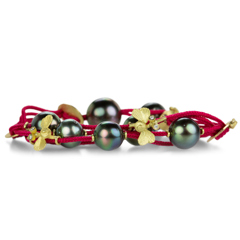 Lene Vibe Red Multi Strand Pearl and Critter Bracelet | Quadrum Gallery