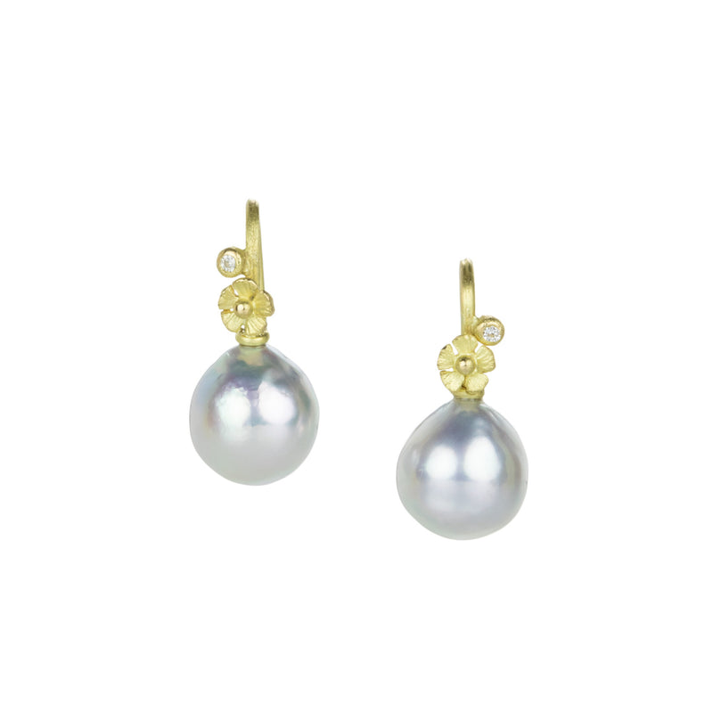 Lene Vibe Akoya Pearl and Flower Drop Earrings | Quadrum Gallery