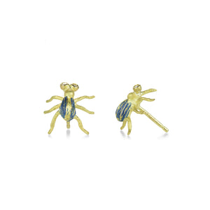 Lene Vibe Navy Enameled Beetle Studs | Quadrum Gallery