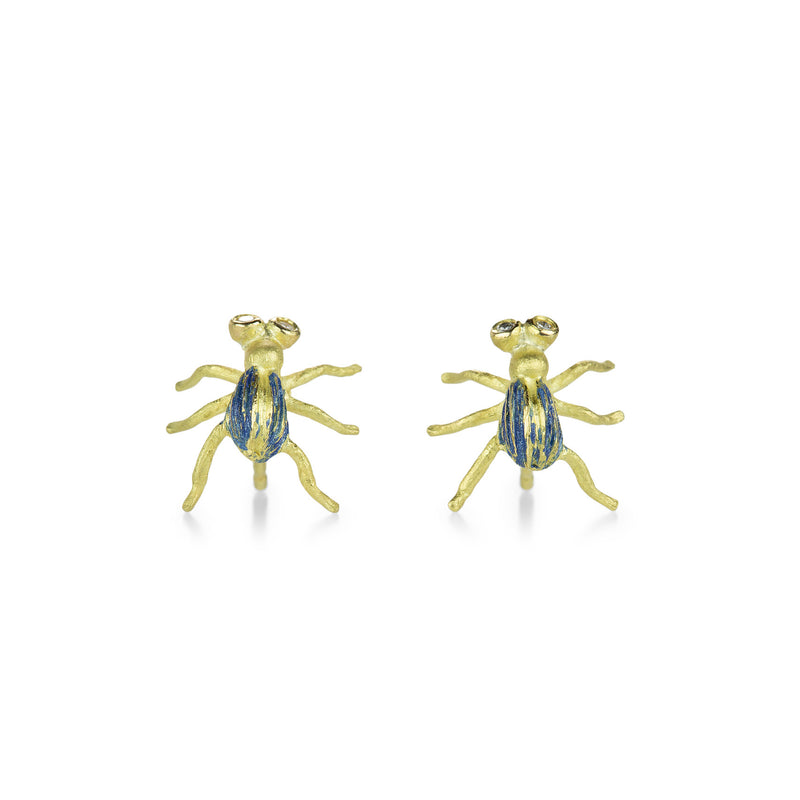 Lene Vibe Navy Enameled Beetle Studs | Quadrum Gallery