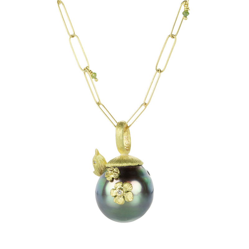 Lene Vibe Tahitian Pearl with Flowers & Bird (Pendant Only) | Quadrum Gallery