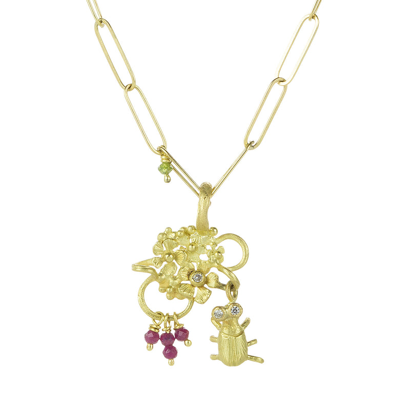 Lene Vibe Ruby Bug and Flower Pendant (Pendant Only) | Quadrum Gallery