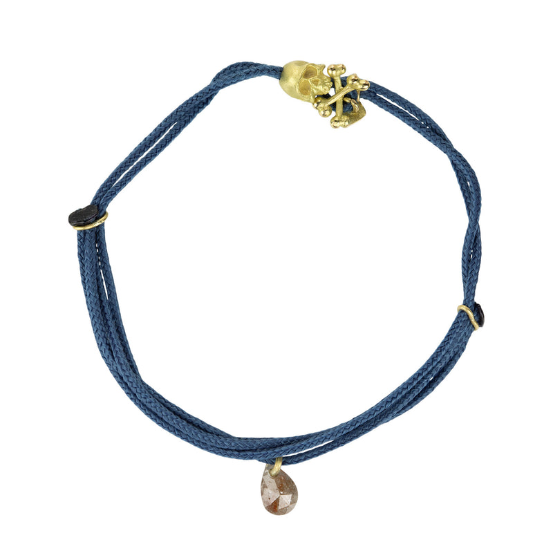 Lene Vibe Blue Cord Bracelet with Diamond and Skull Clasp | Quadrum Gallery