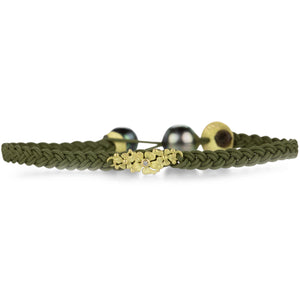 Lene Vibe Olive Cord Braided Floral Bracelet | Quadrum Gallery