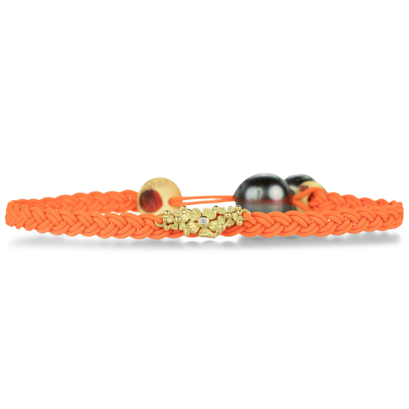 Lene Vibe Orange Cord Braided Floral Bracelet | Quadrum Gallery