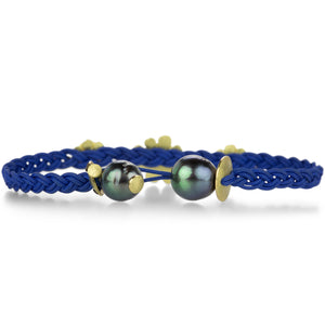 Lene Vibe Blue Cord Triple Flower Bracelet | Quadrum Gallery