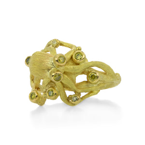 Lene Vibe Octopus Ring With Green Diamonds | Quadrum Gallery