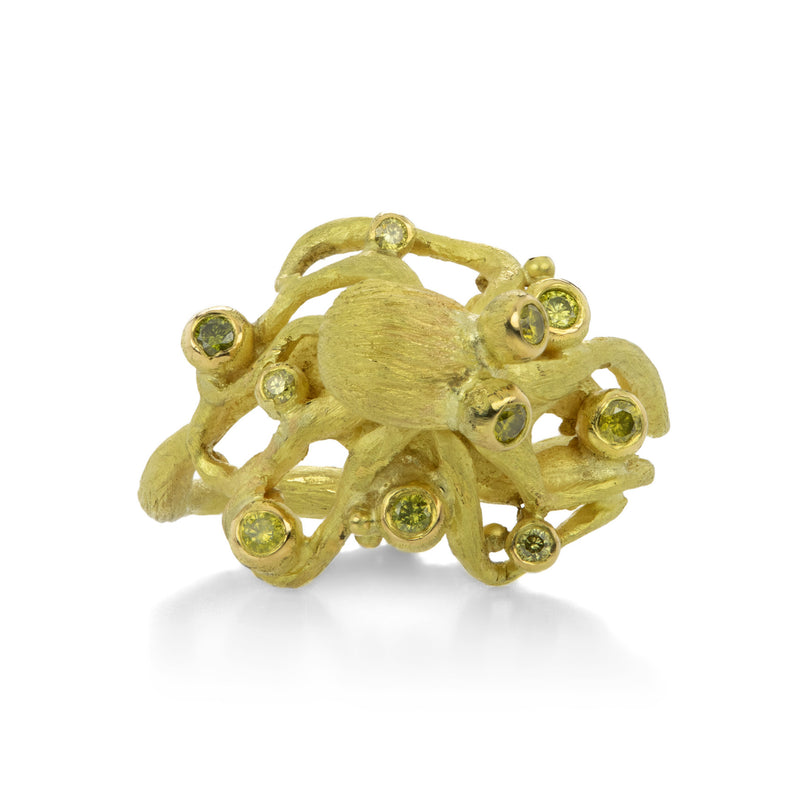 Lene Vibe Octopus Ring With Green Diamonds | Quadrum Gallery