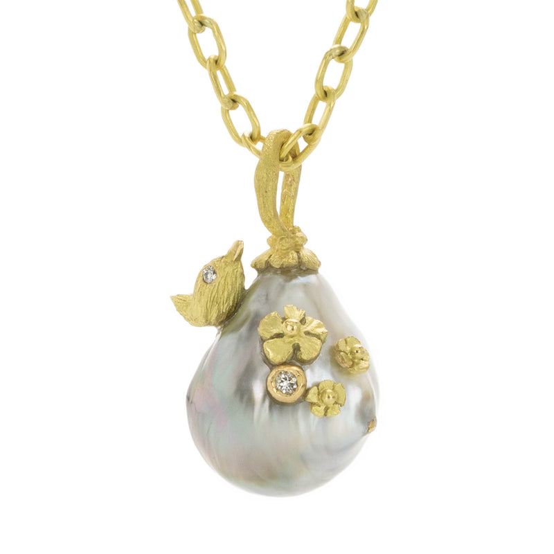 Lene Vibe Tahitian Pearl with Flowers & Bird (Pendant Only) | Quadrum Gallery