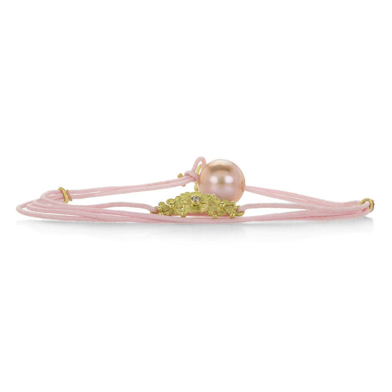 Lene Vibe Pink Cord Floral Bracelet with Freshwater Pearl | Quadrum Gallery
