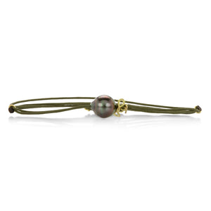 Lene Vibe Olive Cord Bracelet with Tahitian Pearl | Quadrum Gallery