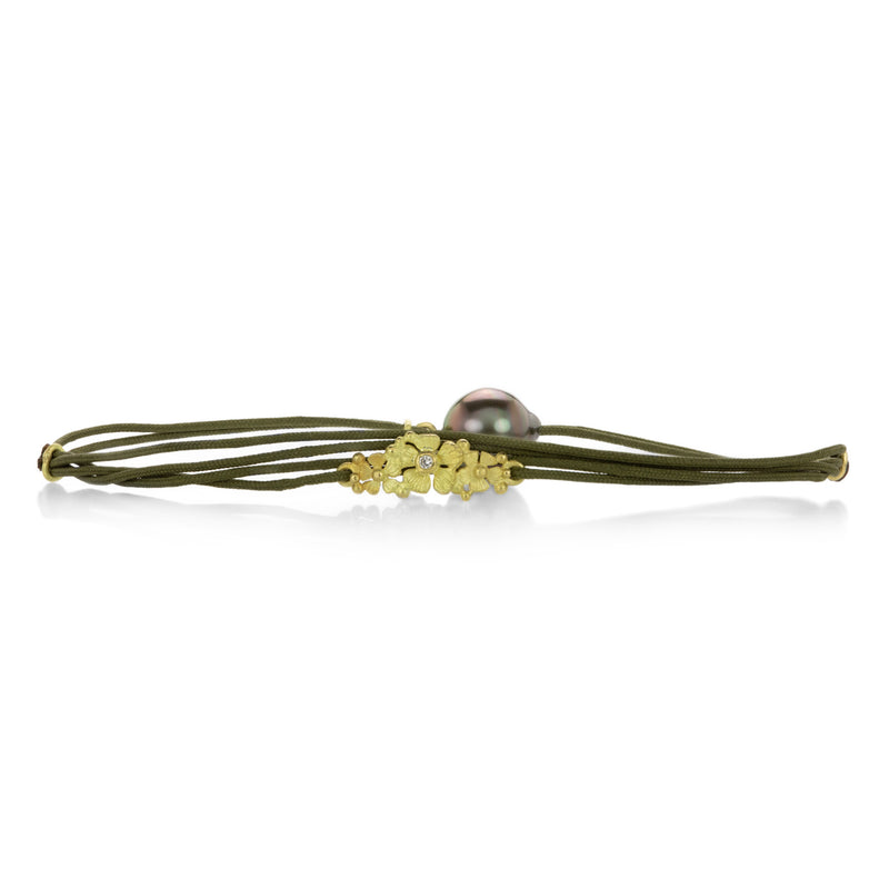 Lene Vibe Olive Cord Bracelet with Tahitian Pearl | Quadrum Gallery