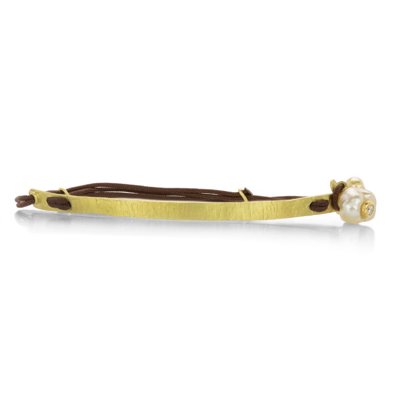 Lene Vibe Brown Cord Bracelet with Gold Bar | Quadrum Gallery