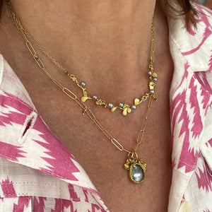 Lene Vibe Floral Tahitian Pearl Bar Pendant Necklace | Quadrum Gallery