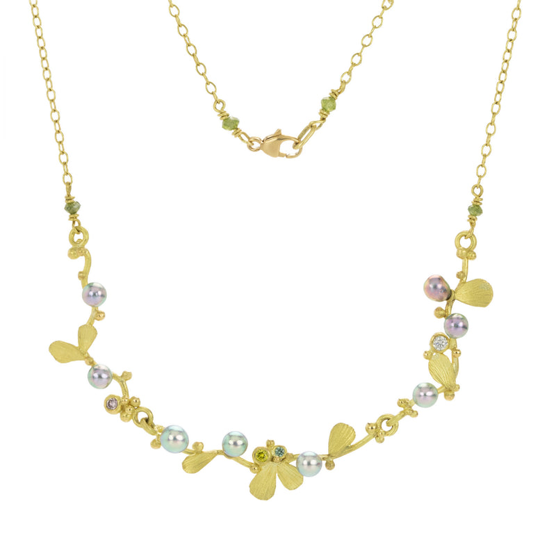 Lene Vibe Floral Tahitian Pearl Bar Pendant Necklace | Quadrum Gallery