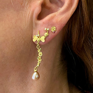 Lene Vibe Winged Critter Earrings with Flower & Pearl Drops | Quadrum Gallery