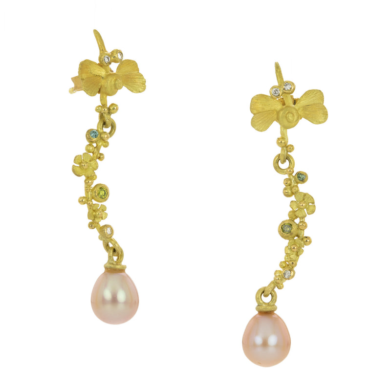 Lene Vibe Winged Critter Earrings with Flower & Pearl Drops | Quadrum Gallery