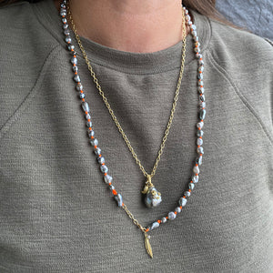 Lene Vibe Orange Cord Tahitian Pearl Necklace | Quadrum Gallery