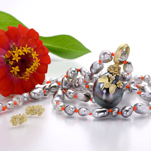 Lene Vibe Orange Cord Tahitian Pearl Necklace | Quadrum Gallery