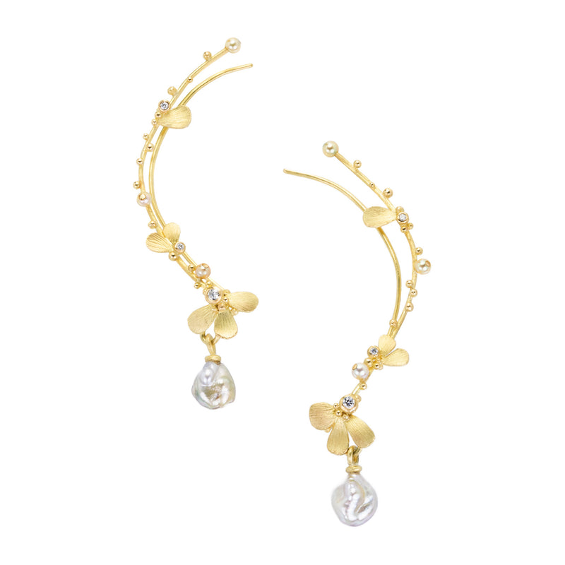 Lene Vibe Akoya and Keshi Pearl Ear Climbers | Quadrum Gallery