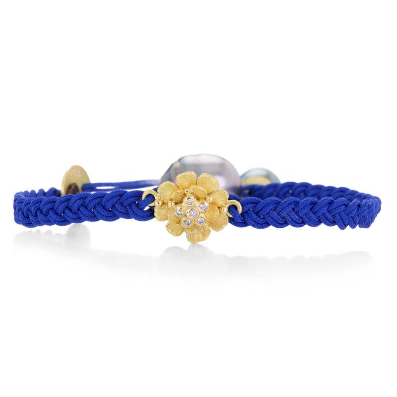 Lene Vibe Dark Blue Braided Bracelet with Flower Charm | Quadrum Gallery
