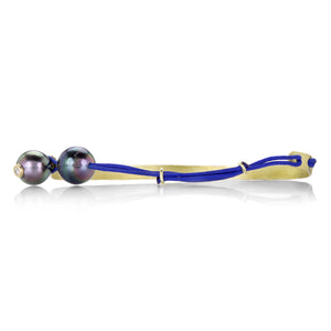 Lene Vibe Gold Bar Bracelet on Blue Cord | Quadrum Gallery