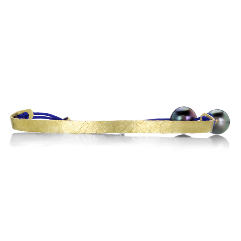 Lene Vibe Blue Cord Bracelet with 18k Gold Bar | Quadrum Gallery