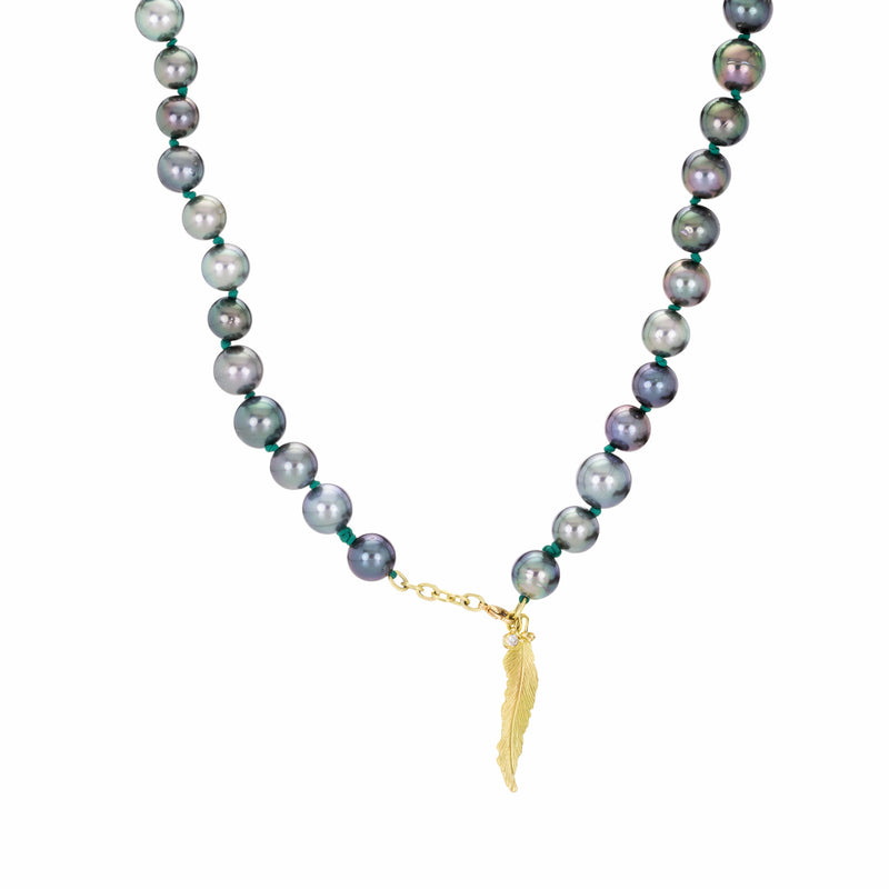 Lene Vibe Tahitian Pearl Necklace with Feather Charm | Quadrum Gallery
