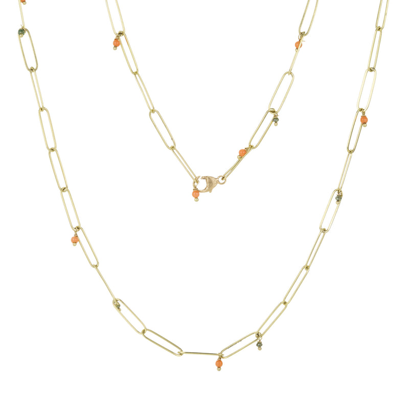 Lene Vibe Popsicle Chain with Coral and Green Diamond Beads | Quadrum Gallery
