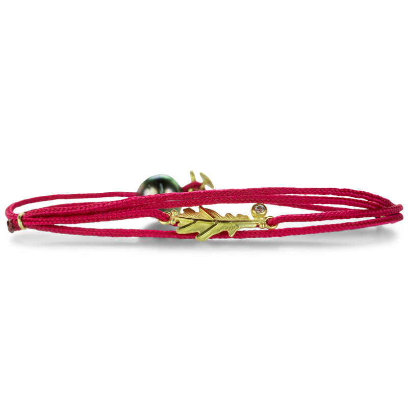 Lene Vibe Red Cord Bracelet With Leaf | Quadrum Gallery