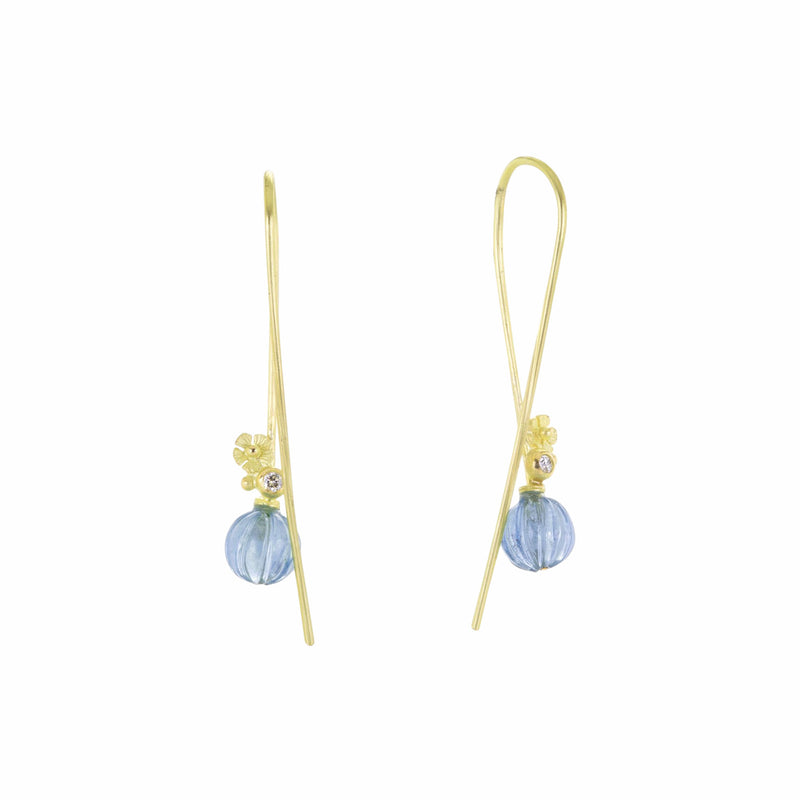 Lene Vibe Carved Aquamarine and Flower Drop Earrings | Quadrum Gallery
