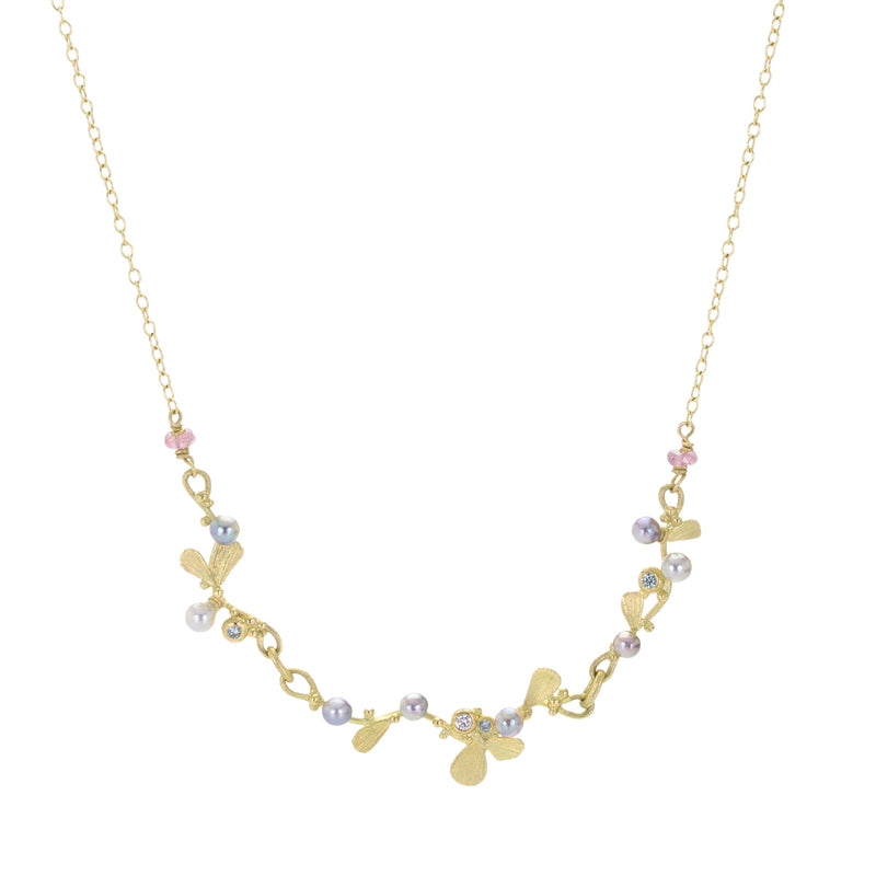 Lene Vibe 18k Yellow Gold Akoya Pearl and Diamond Necklace | Quadrum Gallery