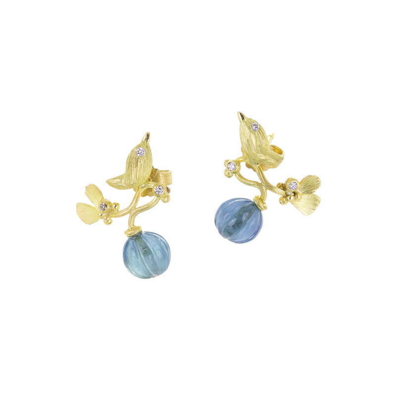 Lene Vibe 18k Aquamarine Bird Studs with Diamonds | Quadrum Gallery